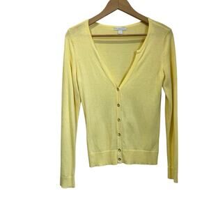 New York & Company Y2K Preppy Yellow Cardigan Button Front Sz S